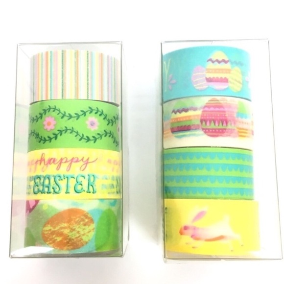 Happy Easter Washi Tape 8 Rolls Spritz Target Bunny Eggs Stripe Flowers Scallop - Picture 1 of 4